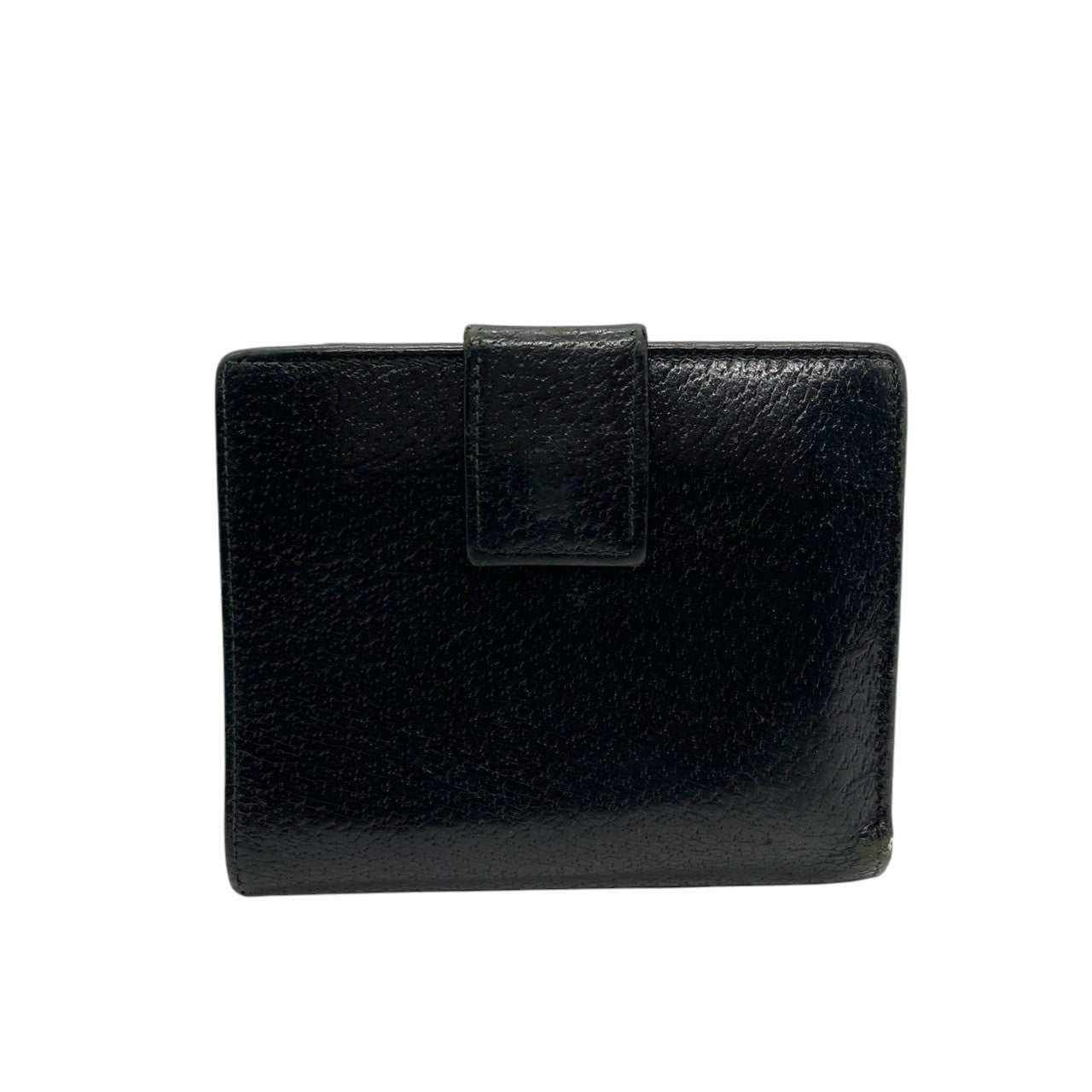 【良品】グッチ GUCCI 二つ折り財布 コンパクトウォレット レザー 本革 ブラック 黒 シルバー金具 ロゴプレート バープレート シンプル メンズ レディース ユニセックス ヴィンテージ ビンテージ オールドグッチ ビジネス 普段使い w1