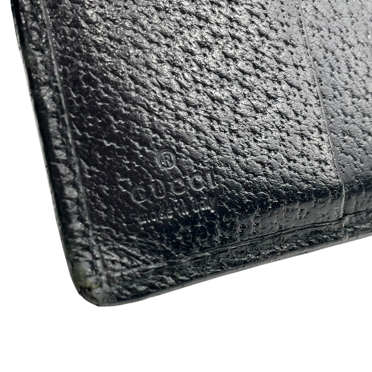 【良品】グッチ GUCCI 二つ折り財布 コンパクトウォレット レザー 本革 ブラック 黒 シルバー金具 ロゴプレート バープレート シンプル メンズ レディース ユニセックス ヴィンテージ ビンテージ オールドグッチ ビジネス 普段使い w1