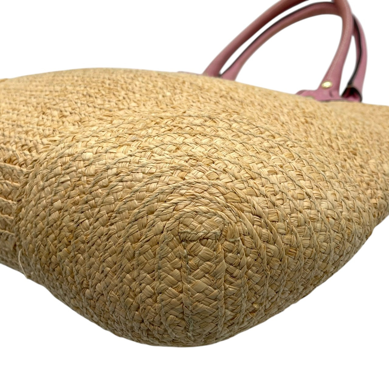 【良品】コーチ COACH カゴバッグ ストローバッグ トートバッグ 肩掛け ティーローズ フラワー チャーム ベージュ ピンク レザー スタッズ 13373 春夏 リゾート ガーリー レディース 鞄 カバン 軽量 大容量 s59