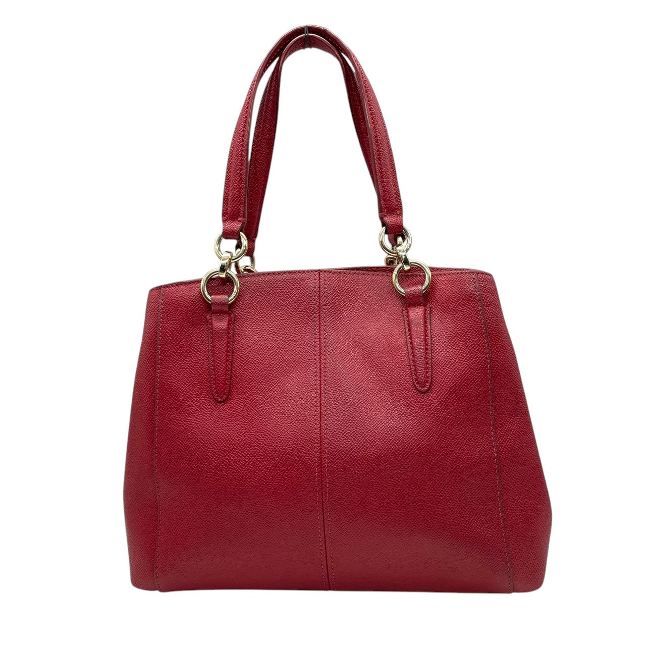 【良品】コーチ COACH 2WAY トートバッグ ハンドバッグ ショルダーバッグ 斜め掛け レザー 本革 シボ革 レッド 赤 ボルドー ゴールド金具 F57847 コンパクト レディース 鞄 カバン サッチェル s60