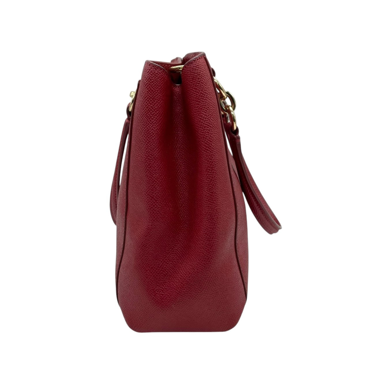 【良品】コーチ COACH 2WAY トートバッグ ハンドバッグ ショルダーバッグ 斜め掛け レザー 本革 シボ革 レッド 赤 ボルドー ゴールド金具 F57847 コンパクト レディース 鞄 カバン サッチェル s60
