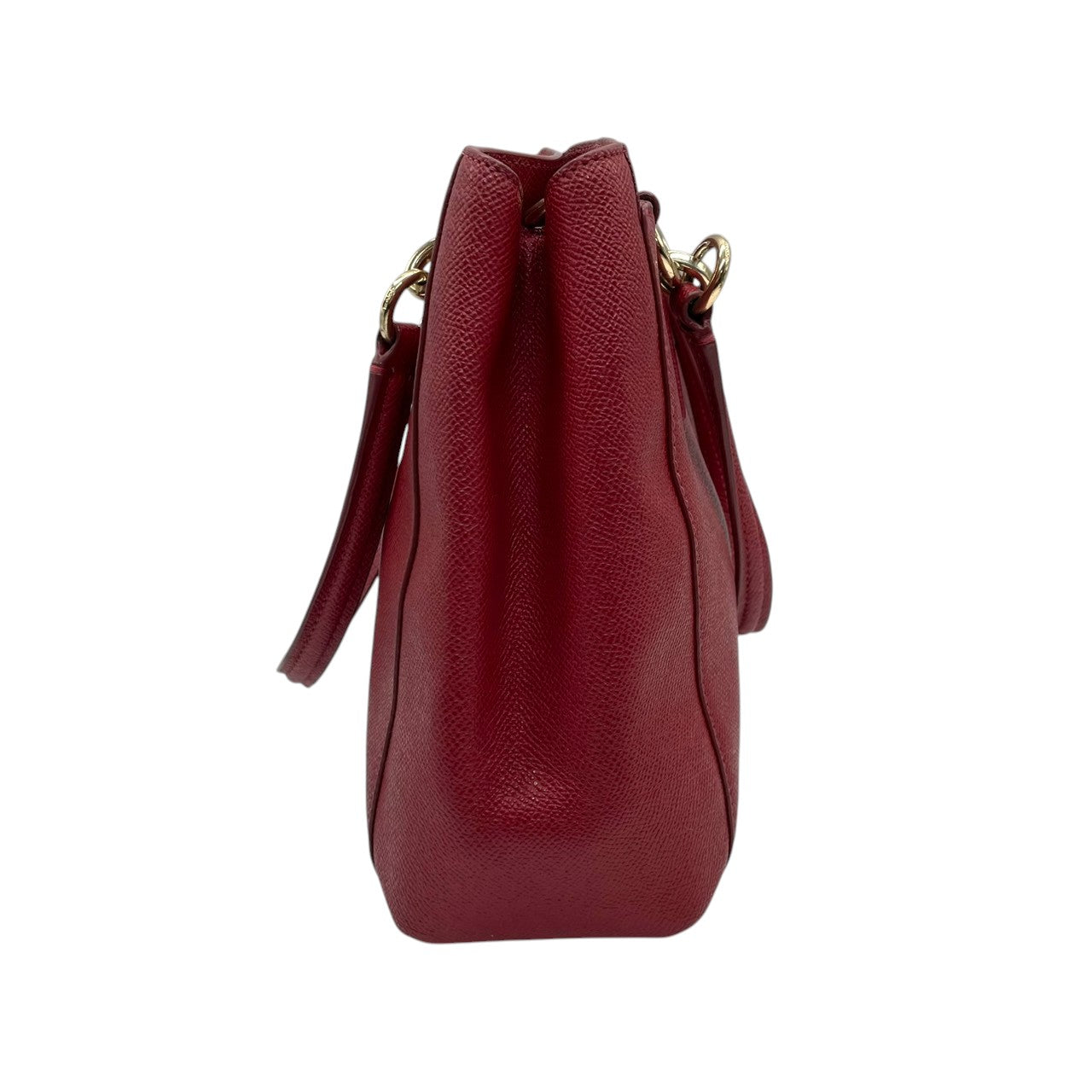 【良品】コーチ COACH 2WAY トートバッグ ハンドバッグ ショルダーバッグ 斜め掛け レザー 本革 シボ革 レッド 赤 ボルドー ゴールド金具 F57847 コンパクト レディース 鞄 カバン サッチェル s60