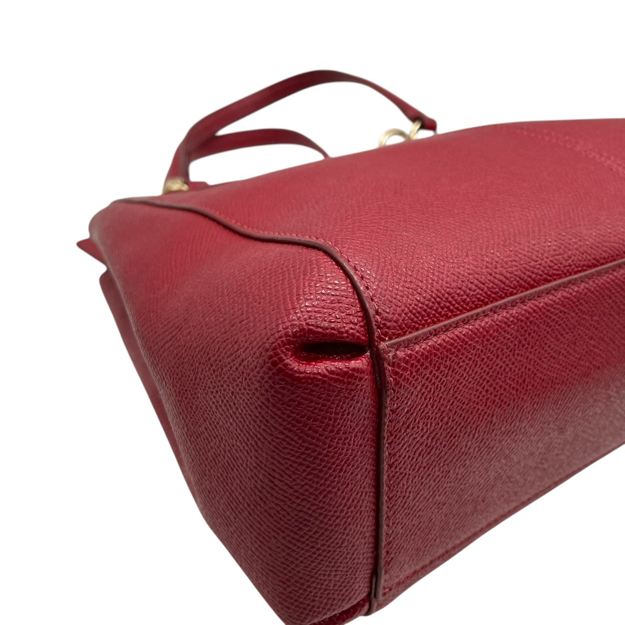 【良品】コーチ COACH 2WAY トートバッグ ハンドバッグ ショルダーバッグ 斜め掛け レザー 本革 シボ革 レッド 赤 ボルドー ゴールド金具 F57847 コンパクト レディース 鞄 カバン サッチェル s60