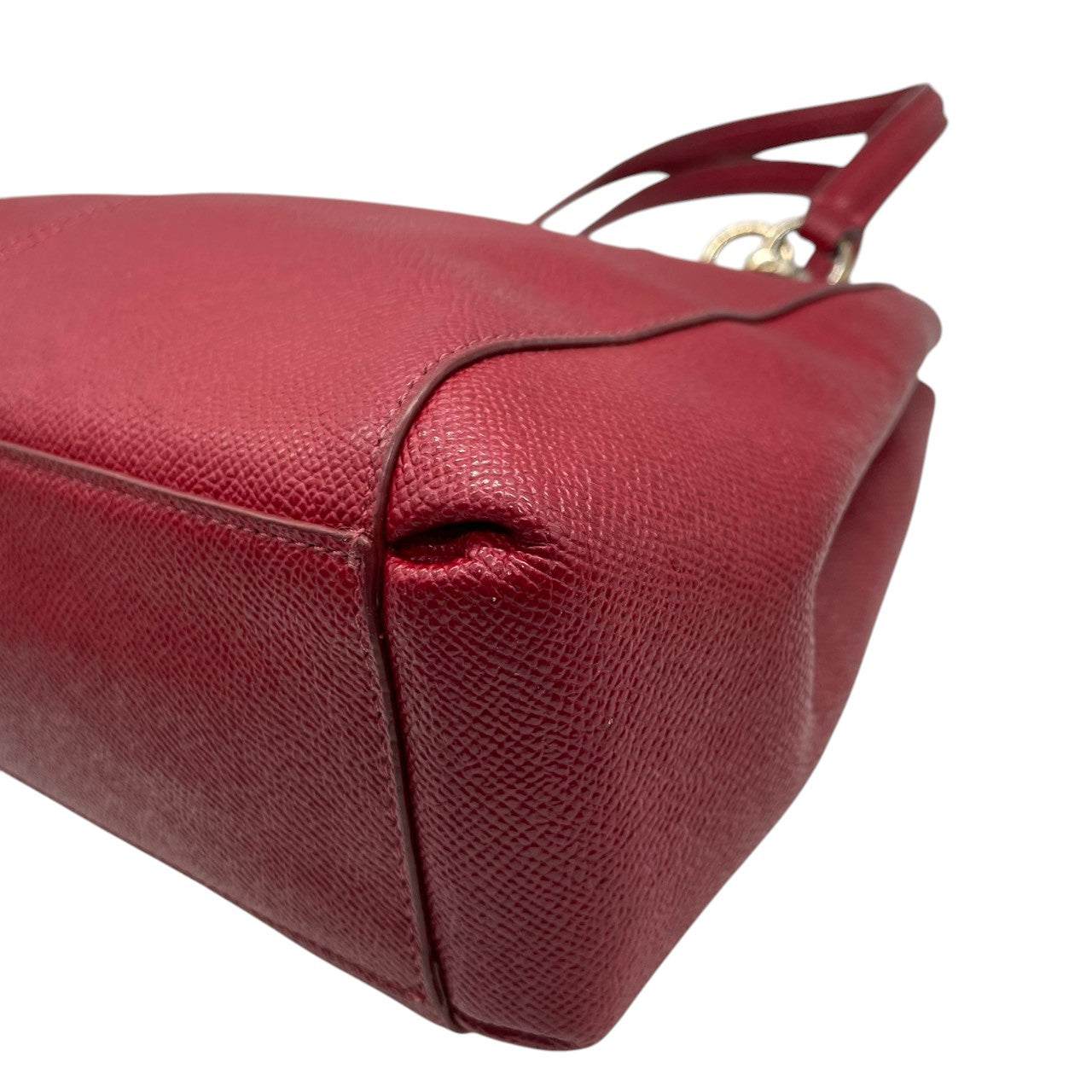【良品】コーチ COACH 2WAY トートバッグ ハンドバッグ ショルダーバッグ 斜め掛け レザー 本革 シボ革 レッド 赤 ボルドー ゴールド金具 F57847 コンパクト レディース 鞄 カバン サッチェル s60