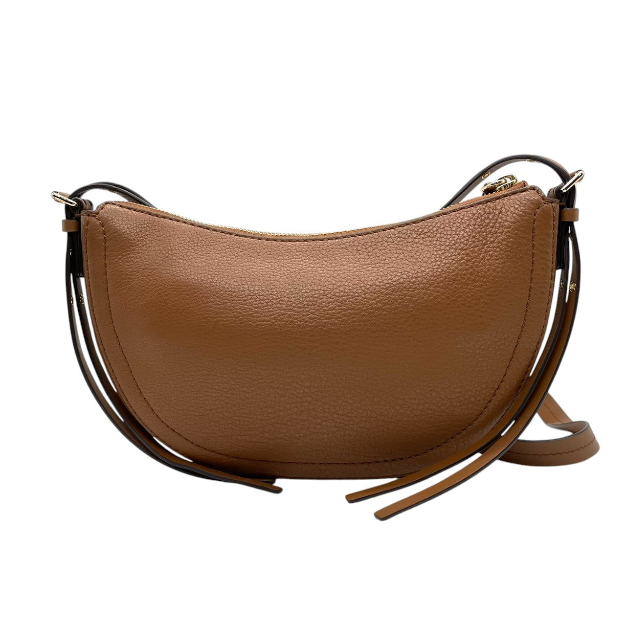 【美品】マイケルコース Michael Kors ショルダーバッグ 斜め掛け ポシェット クロスボディ レザー 本革 ブラウン 茶色 キャメル MKロゴ ゴールド金具 コンパクト 軽量 カジュアル デイリー レディース 鞄 カバン s68