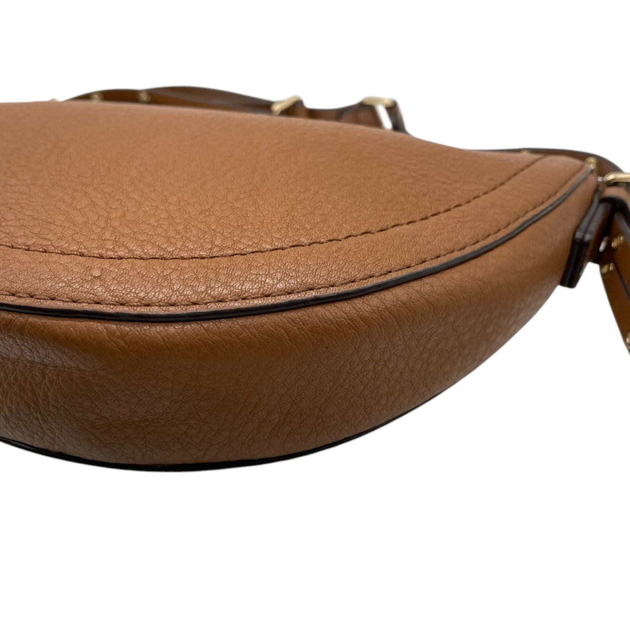 【美品】マイケルコース Michael Kors ショルダーバッグ 斜め掛け ポシェット クロスボディ レザー 本革 ブラウン 茶色 キャメル MKロゴ ゴールド金具 コンパクト 軽量 カジュアル デイリー レディース 鞄 カバン s68