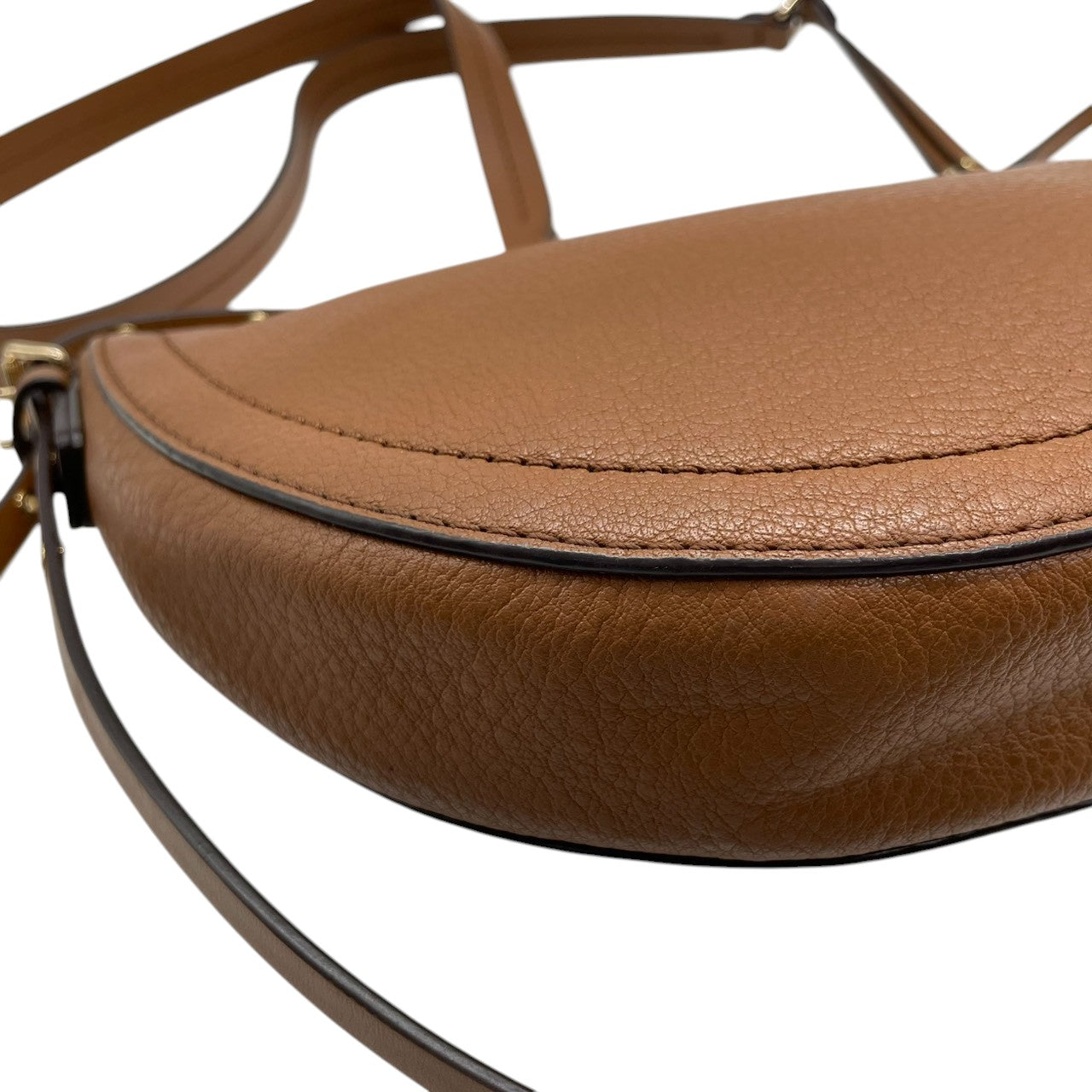 【美品】マイケルコース Michael Kors ショルダーバッグ 斜め掛け ポシェット クロスボディ レザー 本革 ブラウン 茶色 キャメル MKロゴ ゴールド金具 コンパクト 軽量 カジュアル デイリー レディース 鞄 カバン s68