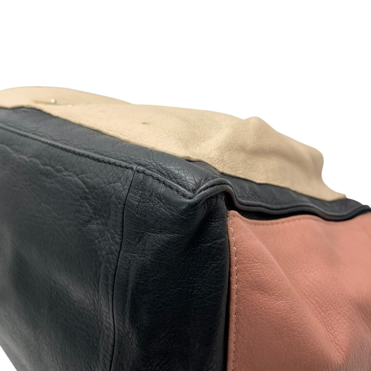 【良品】シーバイクロエ See By Chloe 2WAY トートバッグ ショルダーバッグ 斜め掛け レザー 本革 ベージュ ネイビー ピンク トリコロール カラーブロック A4収納可 大容量 カジュアル モード 個性的 レディース 鞄 カバン s68