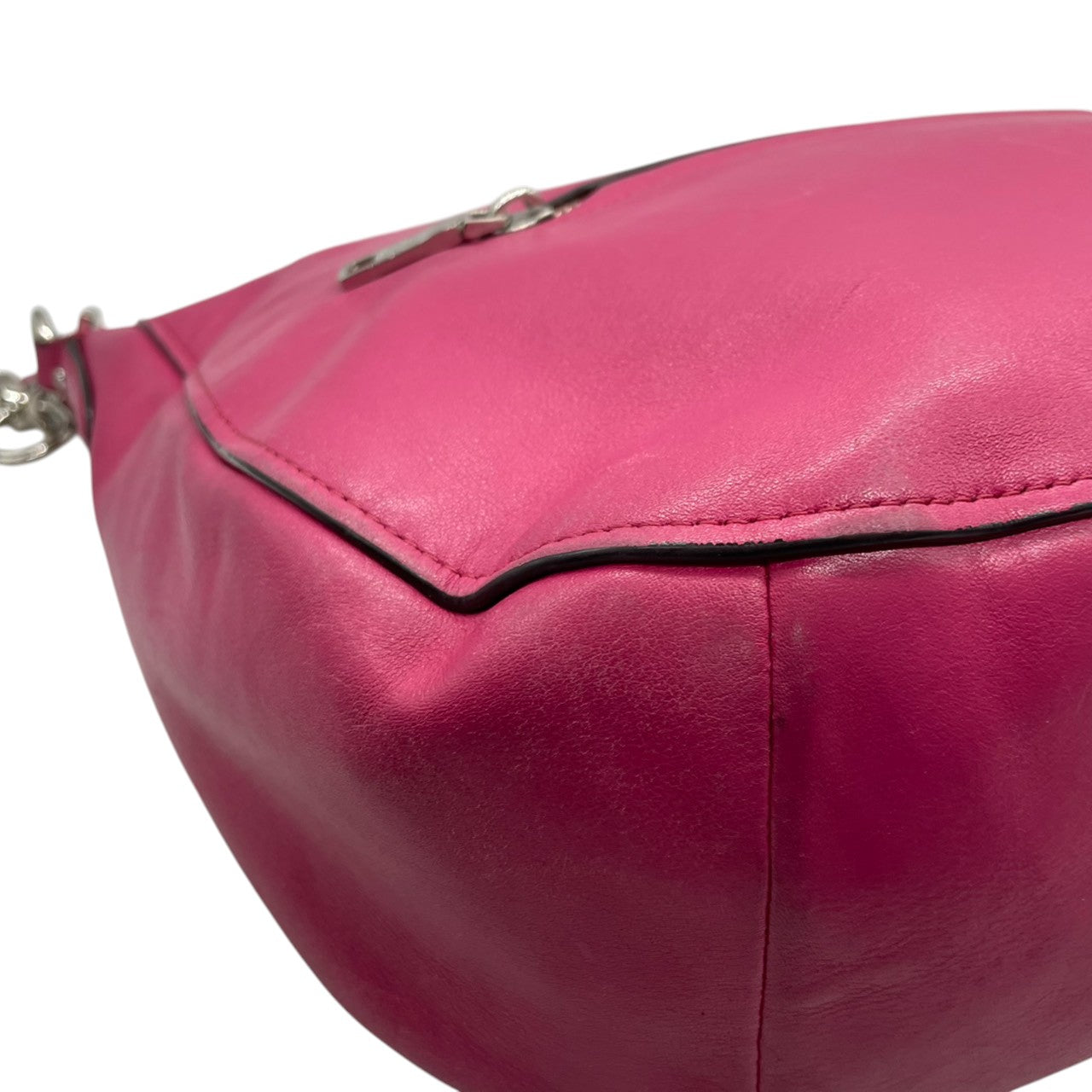 【良品】コーチ COACH 2WAY ショルダーバッグ ホーボー 斜め掛け ワンショルダー レザー スエード 本革 ピンク 37755 チェーン シルバー金具 カジュアル 差し色 軽量 デイリー レディース 鞄 カバン s67