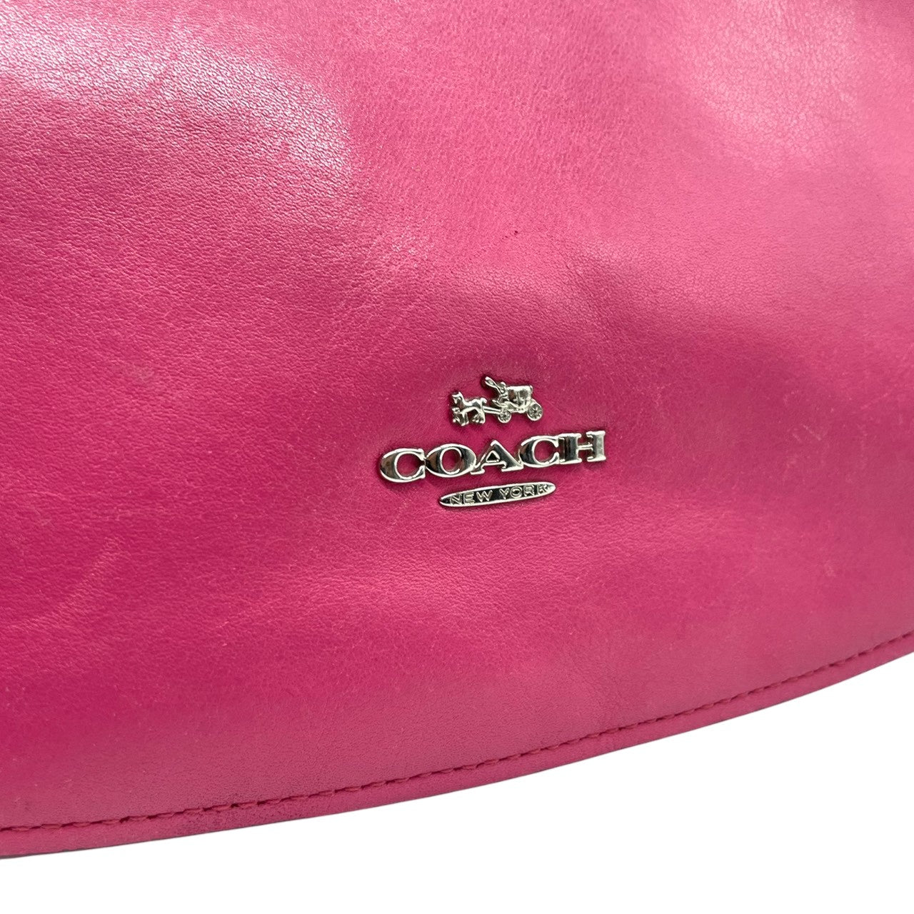 【良品】コーチ COACH 2WAY ショルダーバッグ ホーボー 斜め掛け ワンショルダー レザー スエード 本革 ピンク 37755 チェーン シルバー金具 カジュアル 差し色 軽量 デイリー レディース 鞄 カバン s67