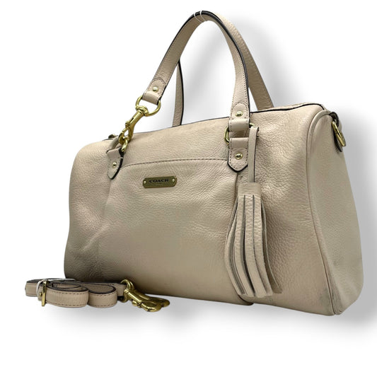 【良品】コーチ COACH レガシー レザー 2WAY ミニボストン ハンドバッグ ショルダーバッグ 斜め掛け アイボリー 白 ゴールド金具 26121 タッセル フリンジ 軽量 カジュアル エレガント レディース 鞄 カバン s67
