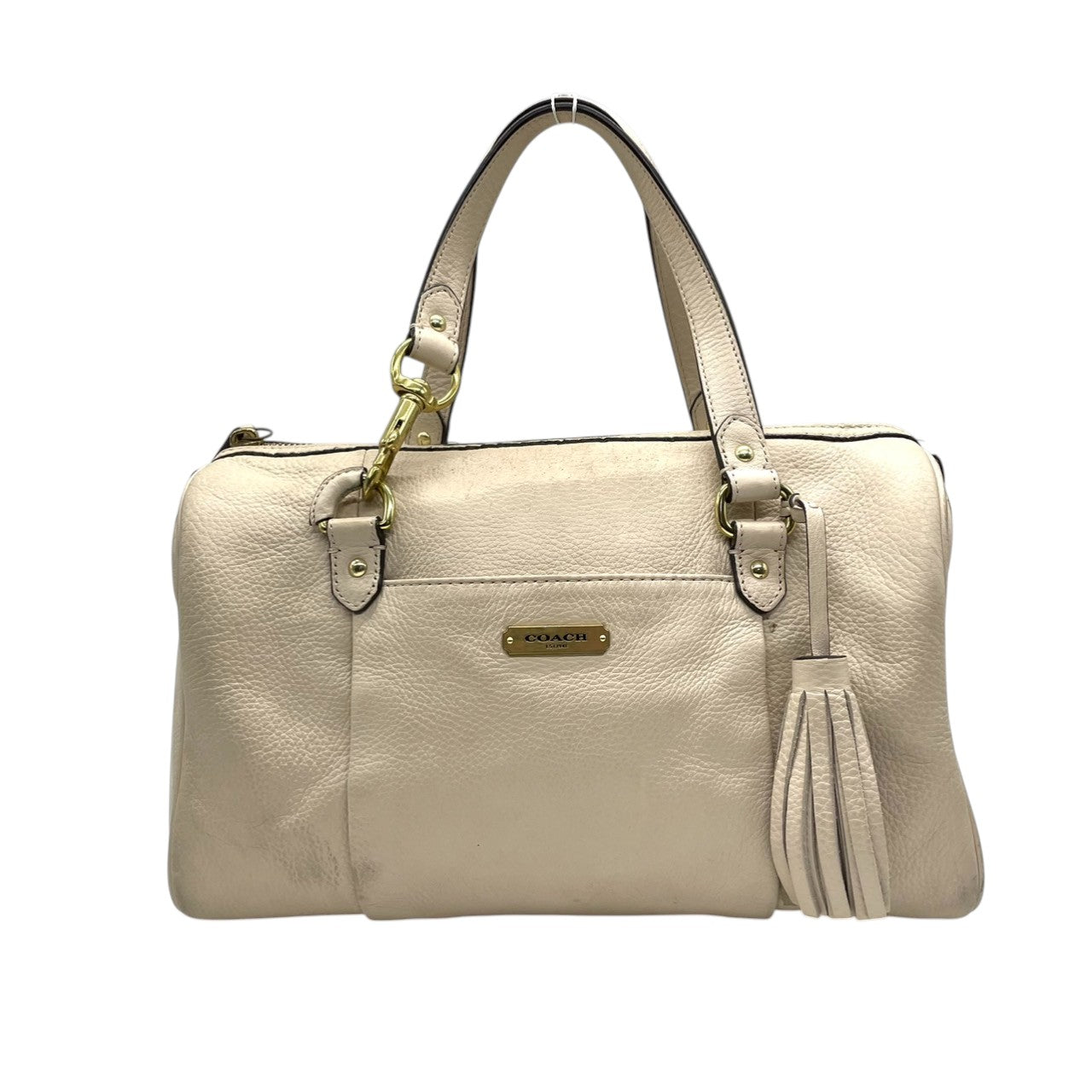【良品】コーチ COACH レガシー レザー 2WAY ミニボストン ハンドバッグ ショルダーバッグ 斜め掛け アイボリー 白 ゴールド金具 26121 タッセル フリンジ 軽量 カジュアル エレガント レディース 鞄 カバン s67