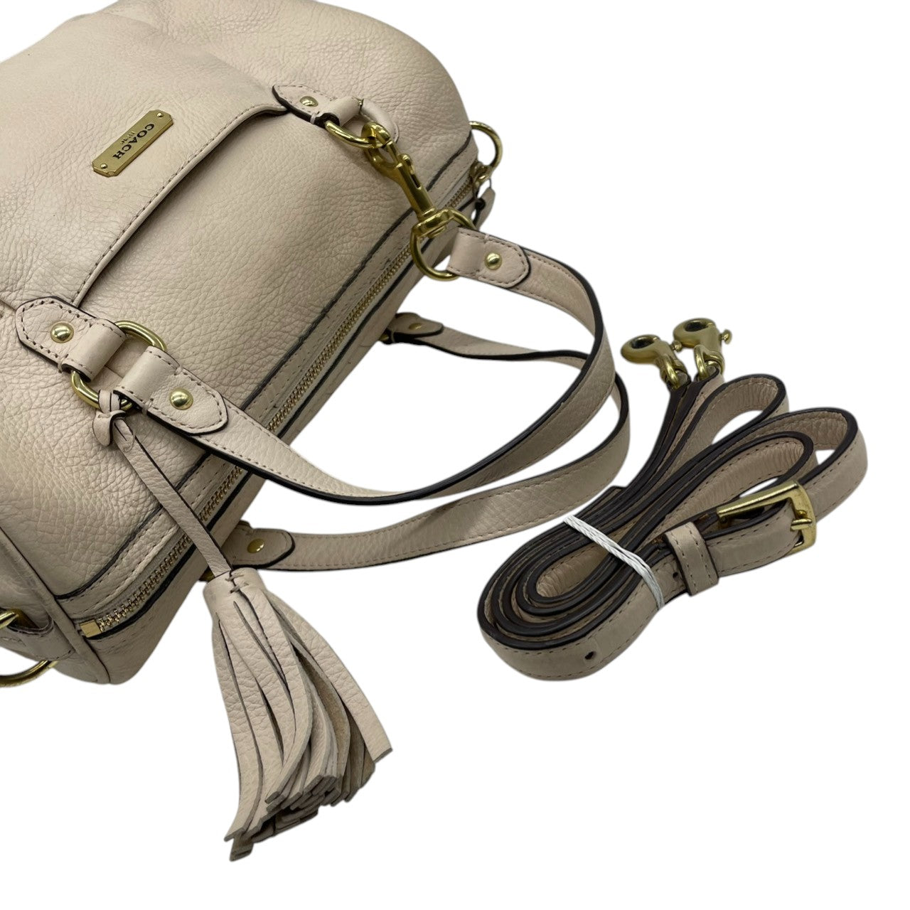 【良品】コーチ COACH レガシー レザー 2WAY ミニボストン ハンドバッグ ショルダーバッグ 斜め掛け アイボリー 白 ゴールド金具 26121 タッセル フリンジ 軽量 カジュアル エレガント レディース 鞄 カバン s67