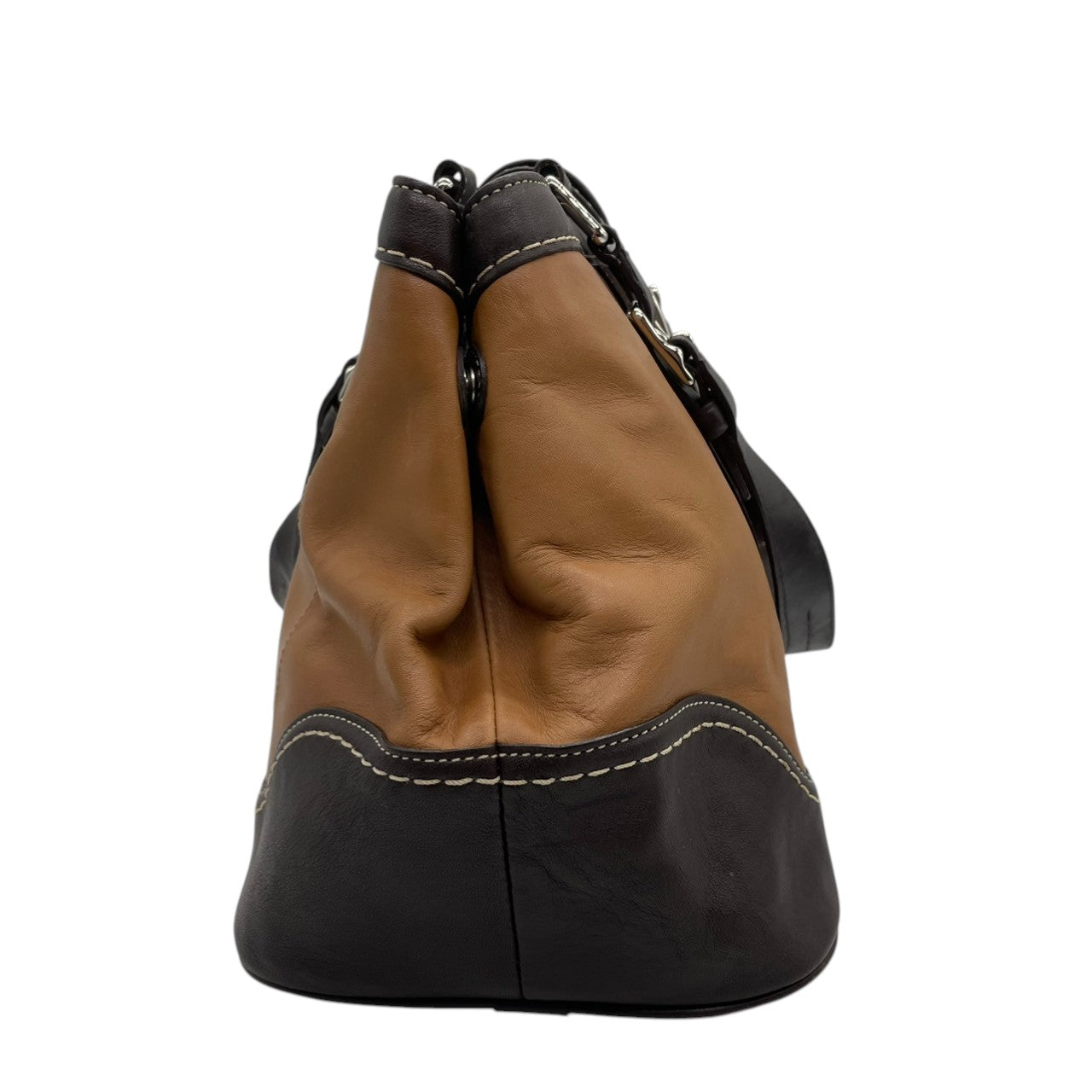 【良品】コーチ COACH ハンドバッグ レザー ベロア スエード ブラウン キャメル 茶色 ゴールド金具 ヴィンテージ風 シグネチャーロゴ ワンショルダーバッグ 肩掛けバッグ 鞄 希少デザイン お出かけ カジュアル 通勤 通学 レディース 状態良好 s72