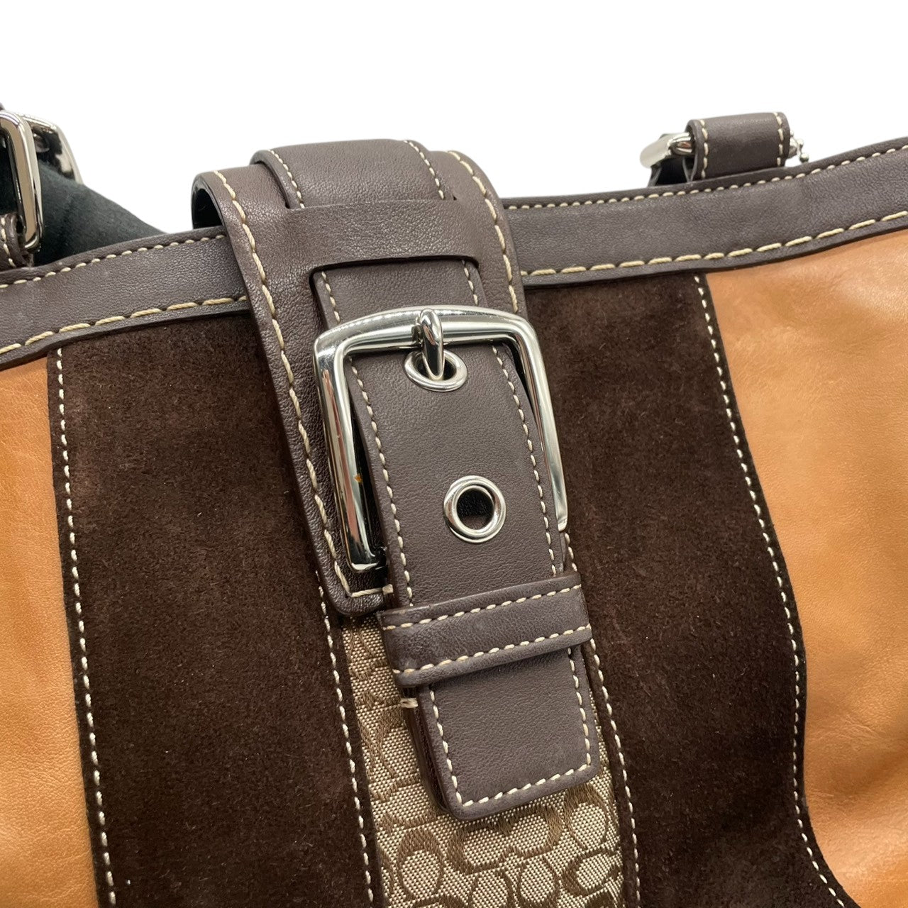 【良品】コーチ COACH ハンドバッグ レザー ベロア スエード ブラウン キャメル 茶色 ゴールド金具 ヴィンテージ風 シグネチャーロゴ ワンショルダーバッグ 肩掛けバッグ 鞄 希少デザイン お出かけ カジュアル 通勤 通学 レディース 状態良好 s72