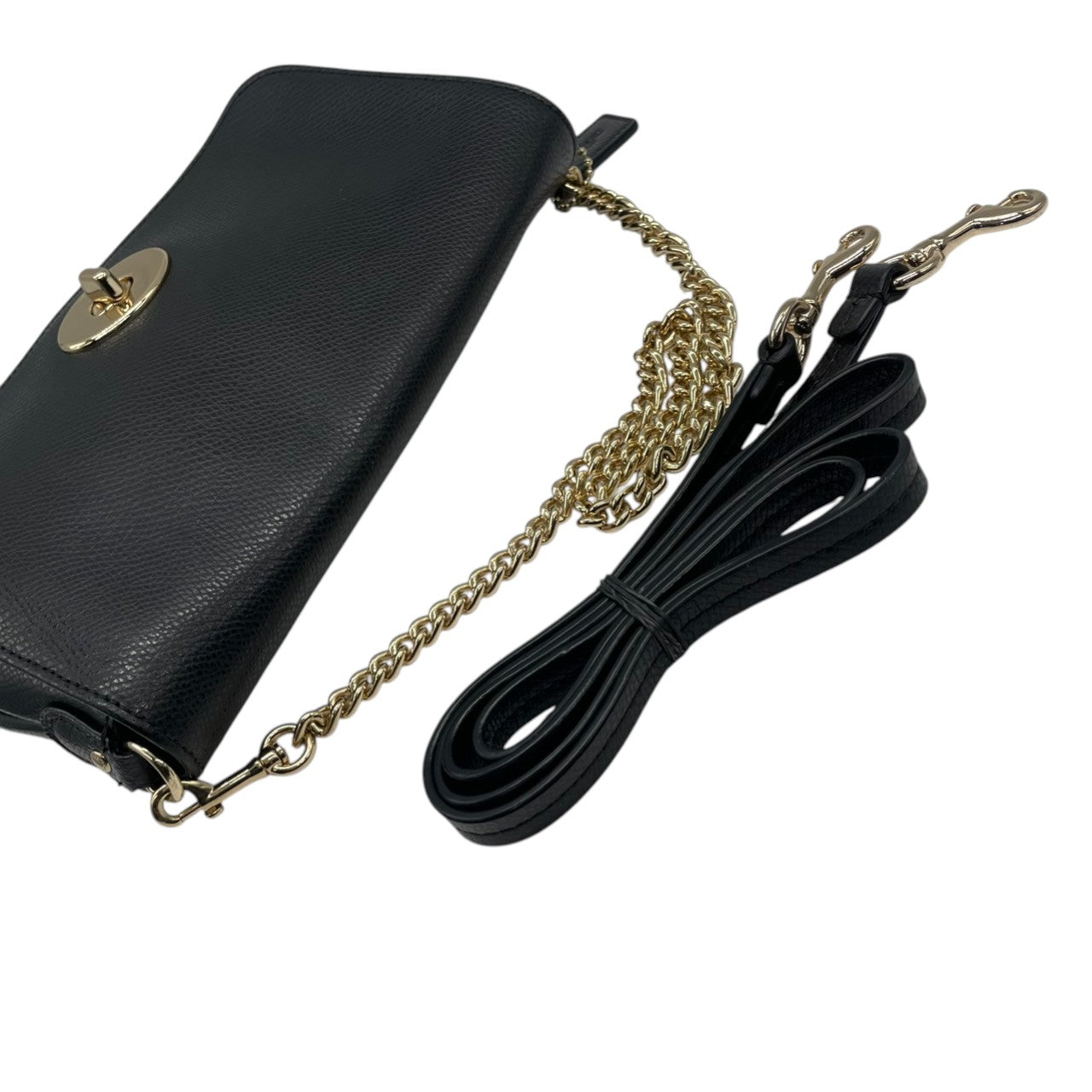 コーチ COACH ショルダーバッグ ハンドバッグ 2WAY レザー 本革 ブラック 黒 ゴールド 金具 ターンロック チェーンバッグ 斜め掛け可 ワンショルダー 自立可 ヴィンテージ エレガント 高級 希少 鞄 カバン 手提げ 肩掛け F34604 s72