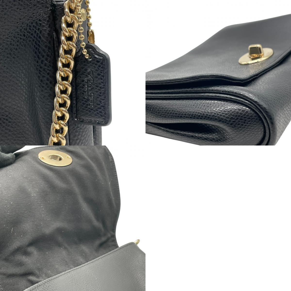 コーチ COACH ショルダーバッグ ハンドバッグ 2WAY レザー 本革 ブラック 黒 ゴールド 金具 ターンロック チェーンバッグ 斜め掛け可 ワンショルダー 自立可 ヴィンテージ エレガント 高級 希少 鞄 カバン 手提げ 肩掛け F34604 s72