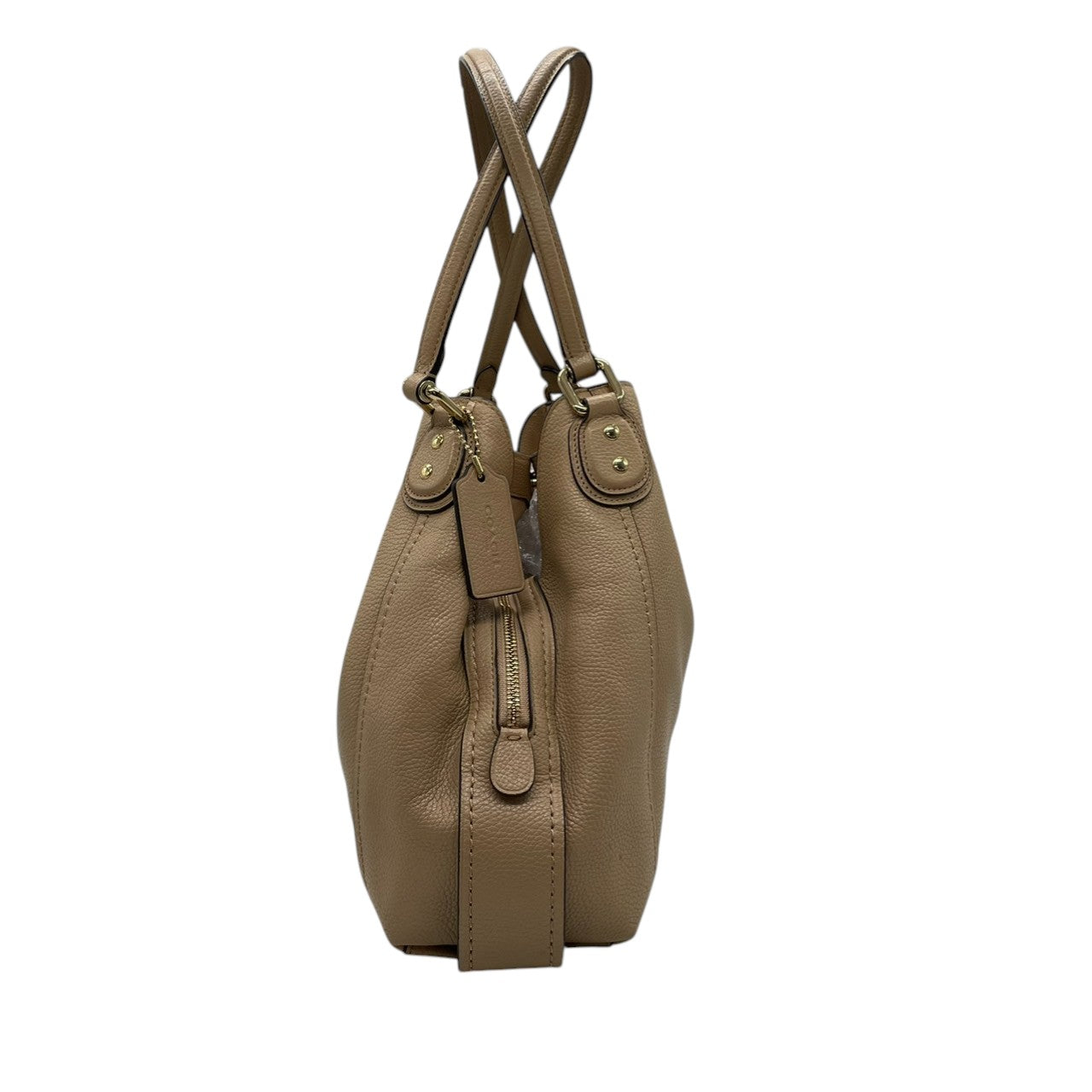 コーチ COACH トートバッグ ハンドバッグ レザー 本革 ベージュ ペブルドレザー ワンショルダー 肩掛け可 自立可 A4サイズ収納可 ビジネス 通勤 通学 カジュアル エレガント クラシック ターンロック ゴールド 金具 鞄 カバン 手提げ 美品 状態良好 希少 レア お出かけ 普段使い s70