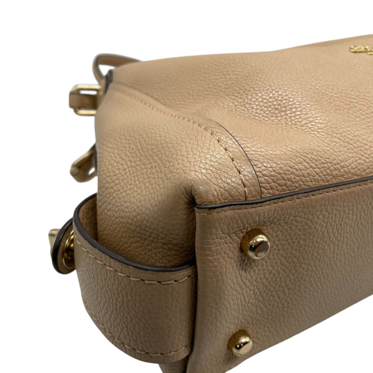 コーチ COACH トートバッグ ハンドバッグ レザー 本革 ベージュ ペブルドレザー ワンショルダー 肩掛け可 自立可 A4サイズ収納可 ビジネス 通勤 通学 カジュアル エレガント クラシック ターンロック ゴールド 金具 鞄 カバン 手提げ 美品 状態良好 希少 レア お出かけ 普段使い s70