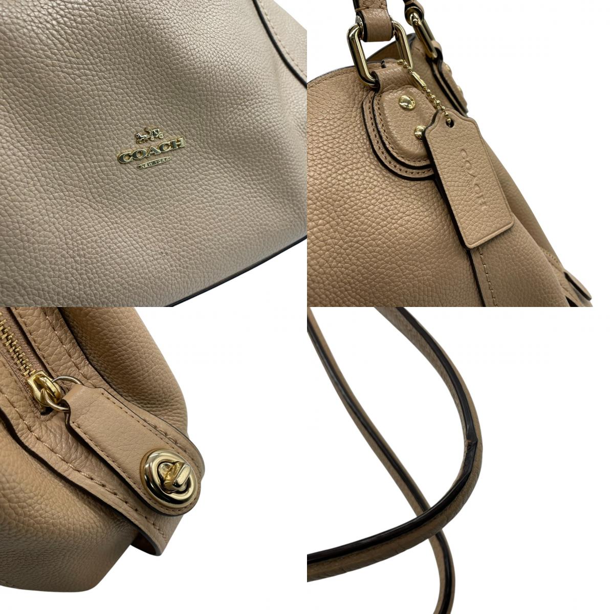 コーチ COACH トートバッグ ハンドバッグ レザー 本革 ベージュ ペブルドレザー ワンショルダー 肩掛け可 自立可 A4サイズ収納可 ビジネス 通勤 通学 カジュアル エレガント クラシック ターンロック ゴールド 金具 鞄 カバン 手提げ 美品 状態良好 希少 レア お出かけ 普段使い s70