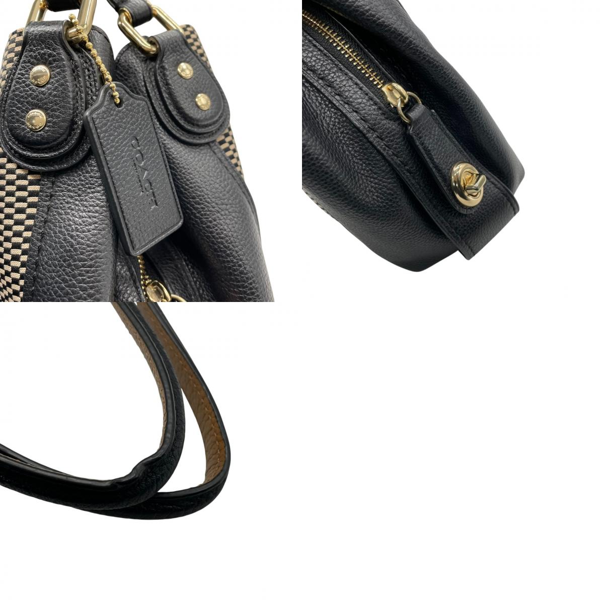 コーチ COACH トートバッグ ハンドバッグ キャンバス レザー 本革 ブラック 黒 ホワイト 白 A4サイズ収納可 肩掛け可 ワンショルダー 自立可 ビジネス 通勤 通学 カジュアル エレガント クラシック 上品 希少 モデル ターンロック ゴールド金具 鞄 カバン 状態良好 美品 s70