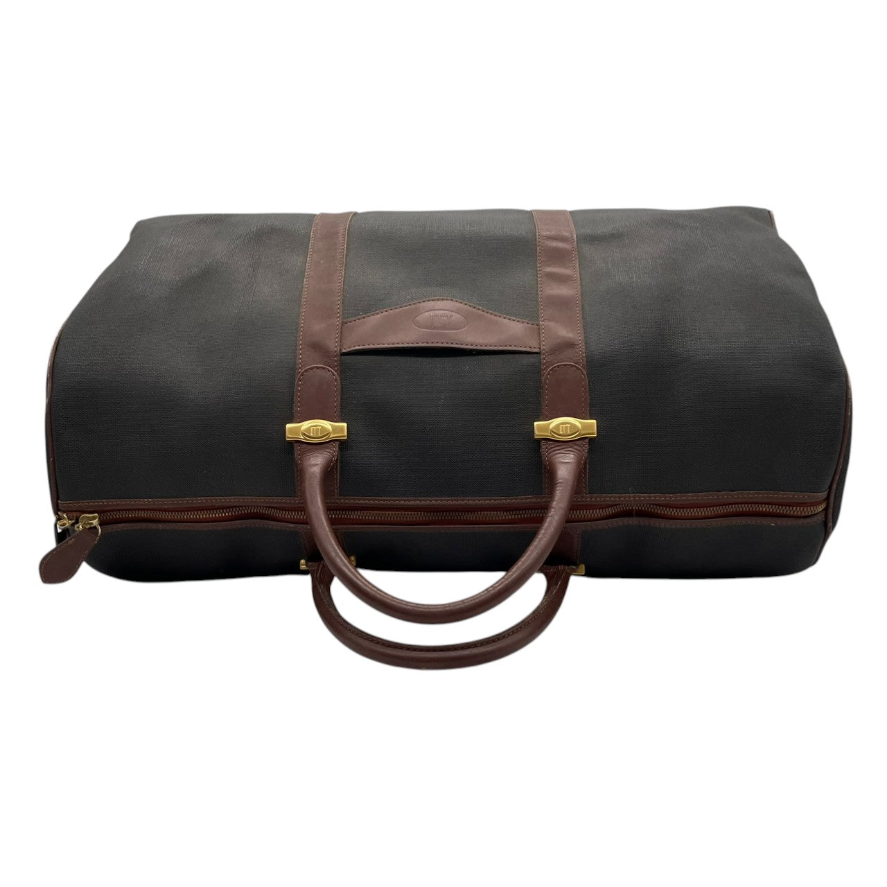 ダンヒル dunhill ボストンバッグ トラベルバッグ 旅行鞄 PVC レザー グレー ブラウン 茶色 ゴールド 金具 大容量 ヴィンテージ ビンテージ クラシック エレガント 自立可 出張 ゴルフ 帰省 55cm メンズ 紳士 鞄 カバン 状態良好 丈夫 定番 希少 レア 人気 モデル お洒落 上品 宿泊 s70