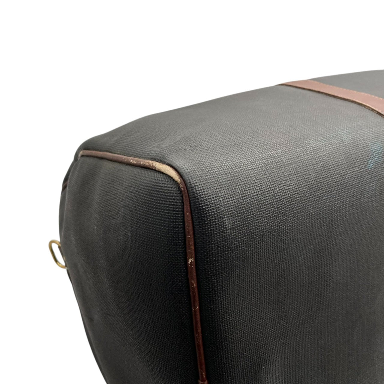 ダンヒル dunhill ボストンバッグ トラベルバッグ 旅行鞄 PVC レザー グレー ブラウン 茶色 ゴールド 金具 大容量 ヴィンテージ ビンテージ クラシック エレガント 自立可 出張 ゴルフ 帰省 55cm メンズ 紳士 鞄 カバン 状態良好 丈夫 定番 希少 レア 人気 モデル お洒落 上品 宿泊 s70