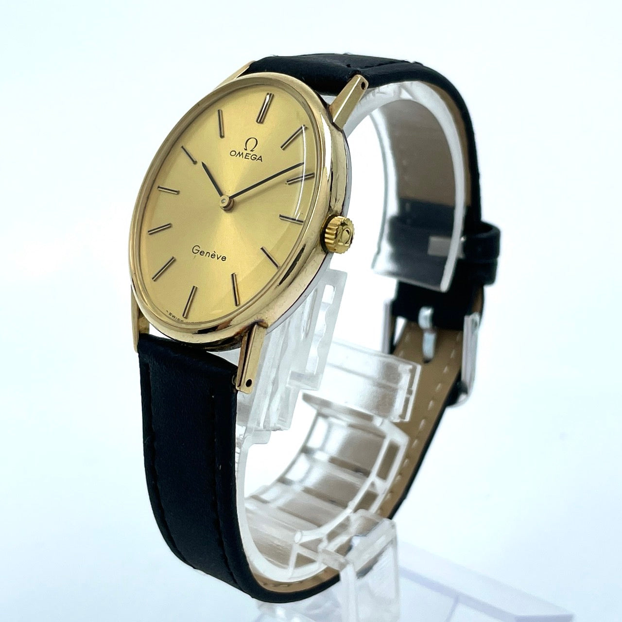 美品 OMEGA オメガ Geneve ジュネーヴ ヴィンテージ 腕時計 ゴールド オーバル 楕円 スイス製 レザーベルト アナログ アンティーク I6