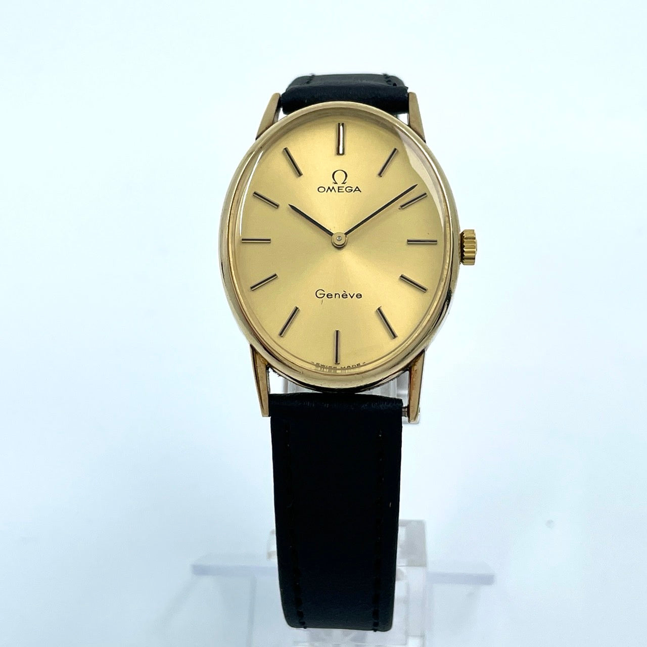 美品 OMEGA オメガ Geneve ジュネーヴ ヴィンテージ 腕時計 ゴールド オーバル 楕円 スイス製 レザーベルト アナログ アンティーク I6