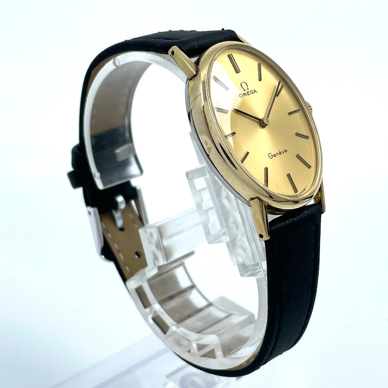 美品 OMEGA オメガ Geneve ジュネーヴ ヴィンテージ 腕時計 ゴールド オーバル 楕円 スイス製 レザーベルト アナログ アンティーク I6