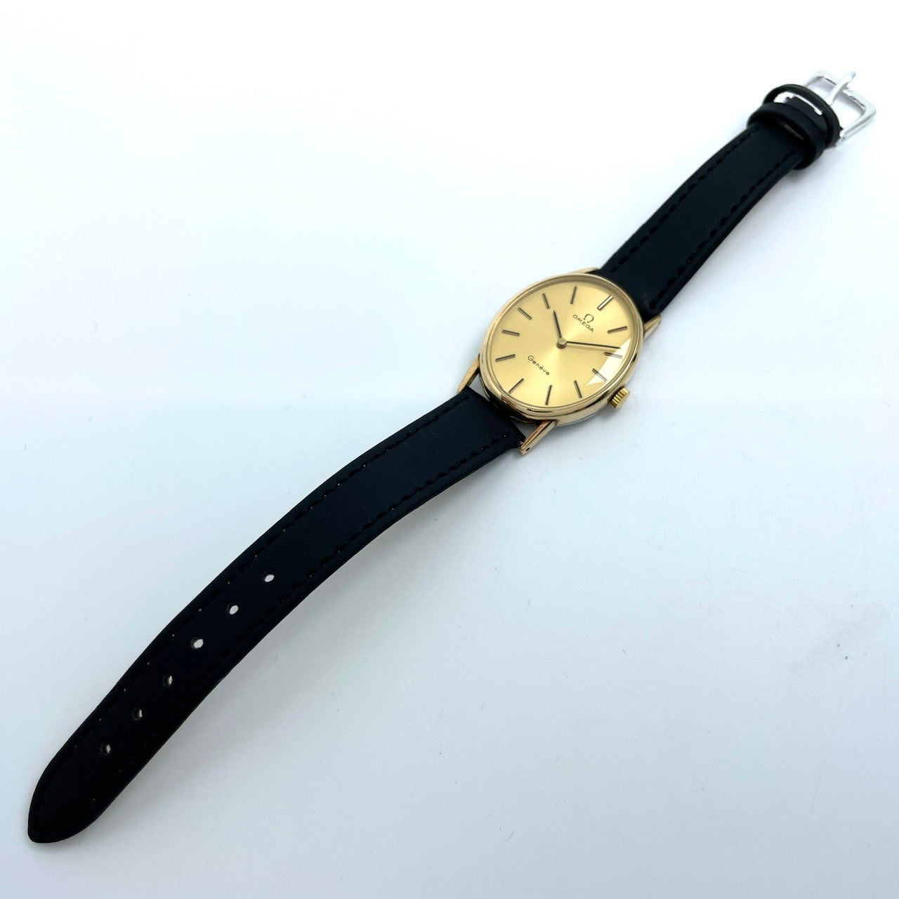 美品 OMEGA オメガ Geneve ジュネーヴ ヴィンテージ 腕時計 ゴールド オーバル 楕円 スイス製 レザーベルト アナログ アンティーク I6