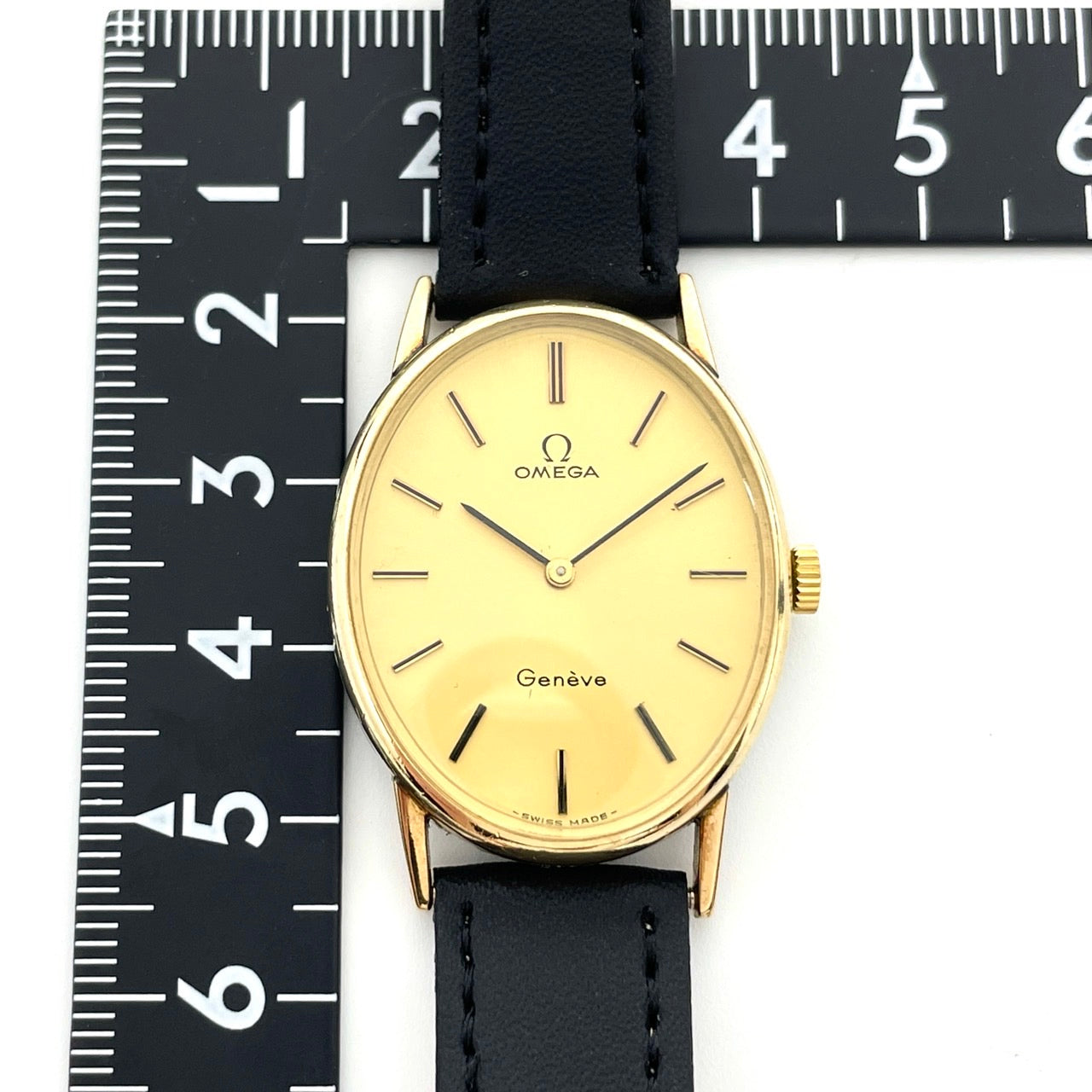 美品 OMEGA オメガ Geneve ジュネーヴ ヴィンテージ 腕時計 ゴールド オーバル 楕円 スイス製 レザーベルト アナログ アンティーク I6