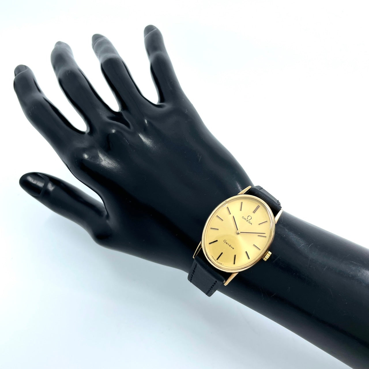 美品 OMEGA オメガ Geneve ジュネーヴ ヴィンテージ 腕時計 ゴールド オーバル 楕円 スイス製 レザーベルト アナログ アンティーク I6