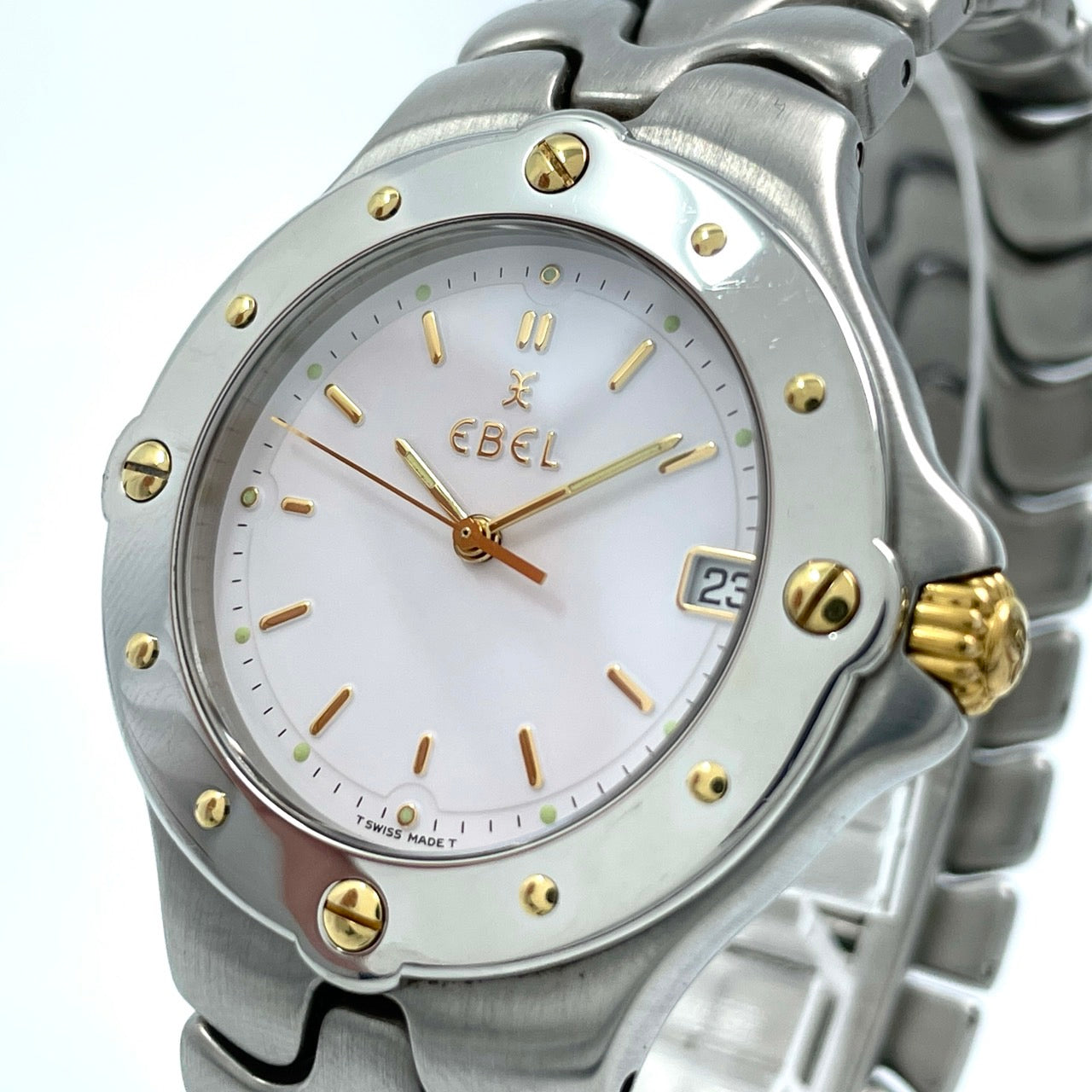 EBEL エベル Sportwave スポーツウェーブ Ref.E6187631 腕時計 ツートーン ゴールド 白文字盤 クォーツ デイト