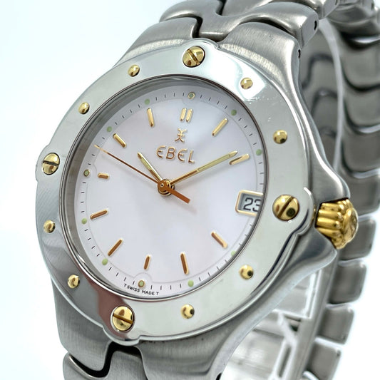 EBEL エベル Sportwave スポーツウェーブ Ref.E6187631 腕時計 ツートーン ゴールド 白文字盤 クォーツ デイト
