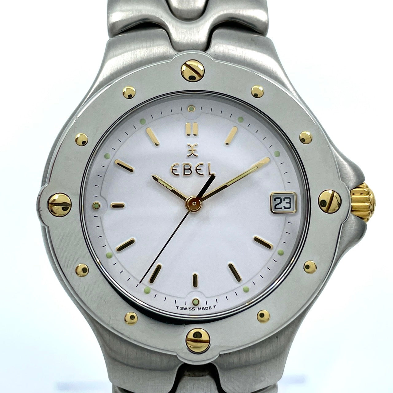 EBEL エベル Sportwave スポーツウェーブ Ref.E6187631 腕時計 ツートーン ゴールド 白文字盤 クォーツ デイト