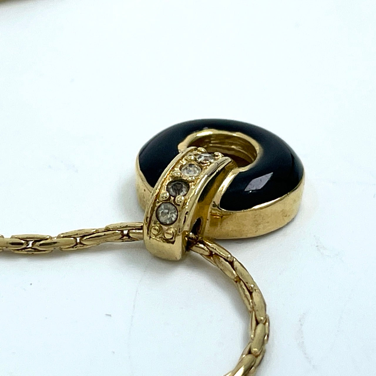 美品 クリスチャンディオール Dior ネックレス ラインストーン ゴールドカラー ヴィンテージ アクセサリー ジュエリー レディース I6