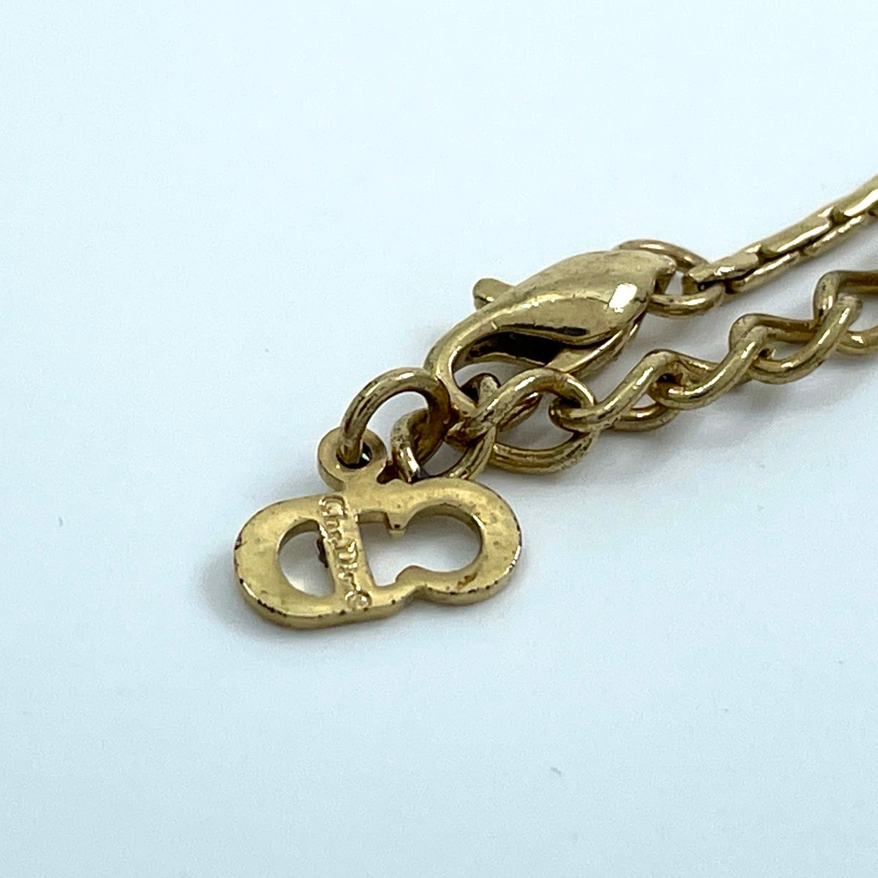 美品 クリスチャンディオール Dior ネックレス ラインストーン ゴールドカラー ヴィンテージ アクセサリー ジュエリー レディース I6