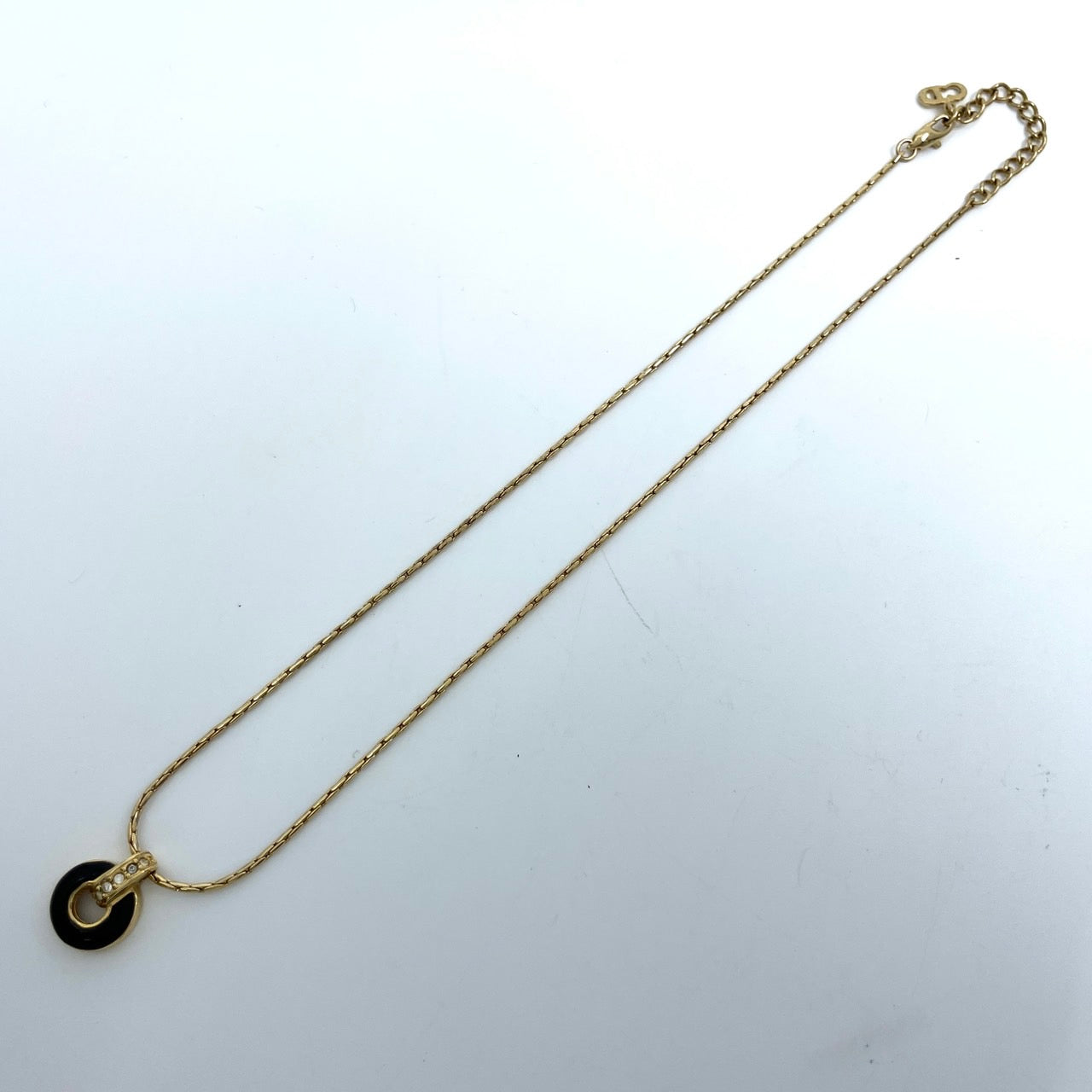 美品 クリスチャンディオール Dior ネックレス ラインストーン ゴールドカラー ヴィンテージ アクセサリー ジュエリー レディース I6