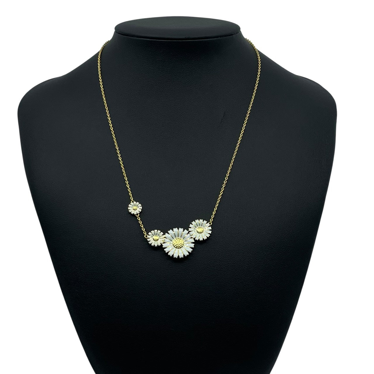 美品 GEORG JENSEN デイジー ネックレス フラワーモチーフ i4 ホワイトエナメル SV925 K18GP ジョージジェンセン Daisy フラワーネックレス レディース ジュエリー