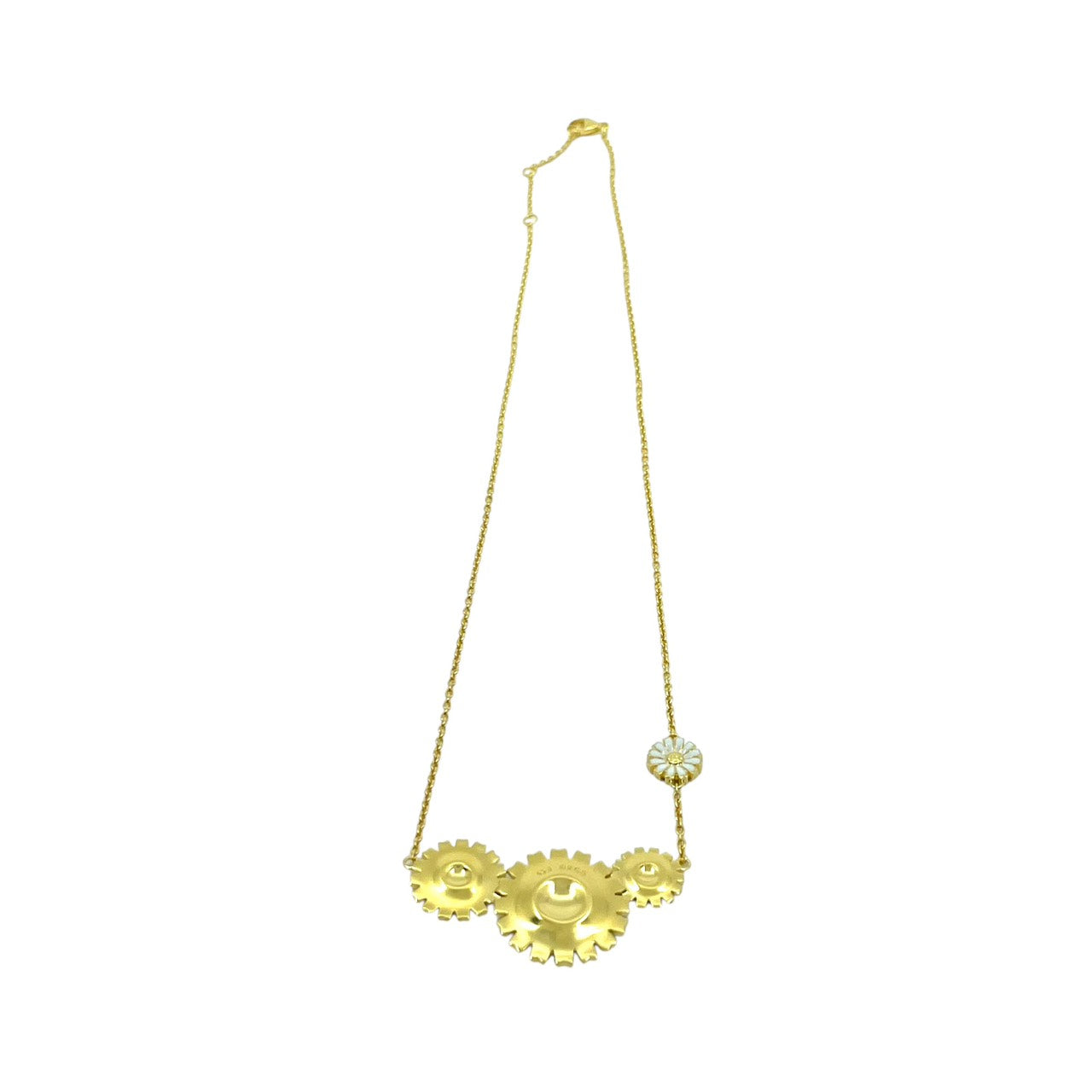 美品 GEORG JENSEN デイジー ネックレス フラワーモチーフ i4 ホワイトエナメル SV925 K18GP ジョージジェンセン Daisy フラワーネックレス レディース ジュエリー