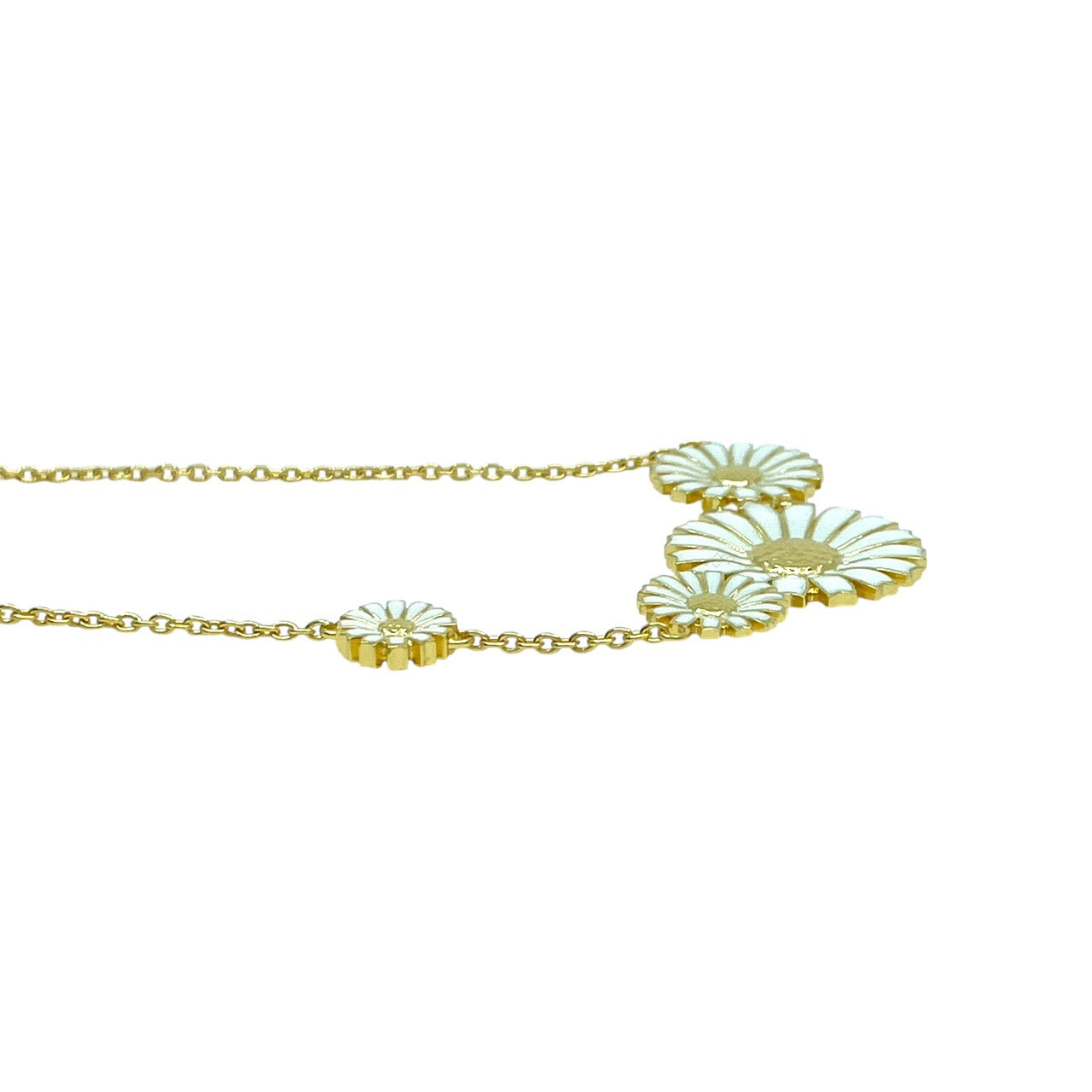 美品 GEORG JENSEN デイジー ネックレス フラワーモチーフ i4 ホワイトエナメル SV925 K18GP ジョージジェンセン Daisy フラワーネックレス レディース ジュエリー