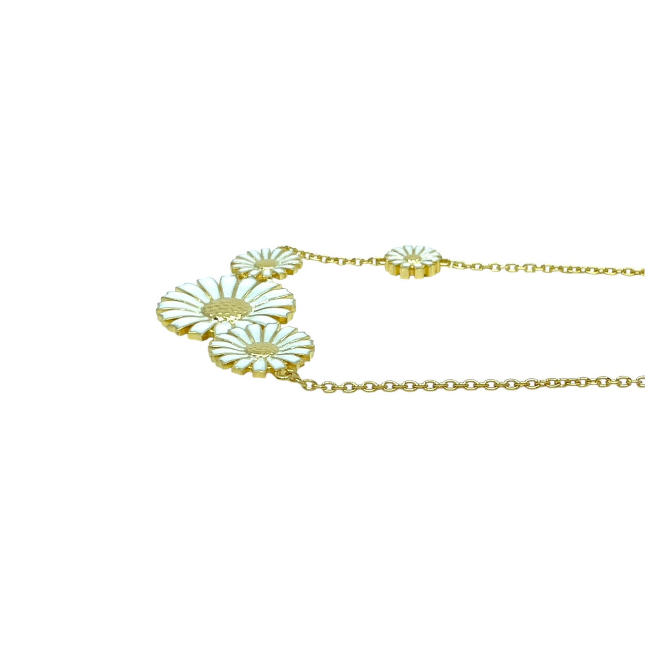 美品 GEORG JENSEN デイジー ネックレス フラワーモチーフ i4 ホワイトエナメル SV925 K18GP ジョージジェンセン Daisy フラワーネックレス レディース ジュエリー