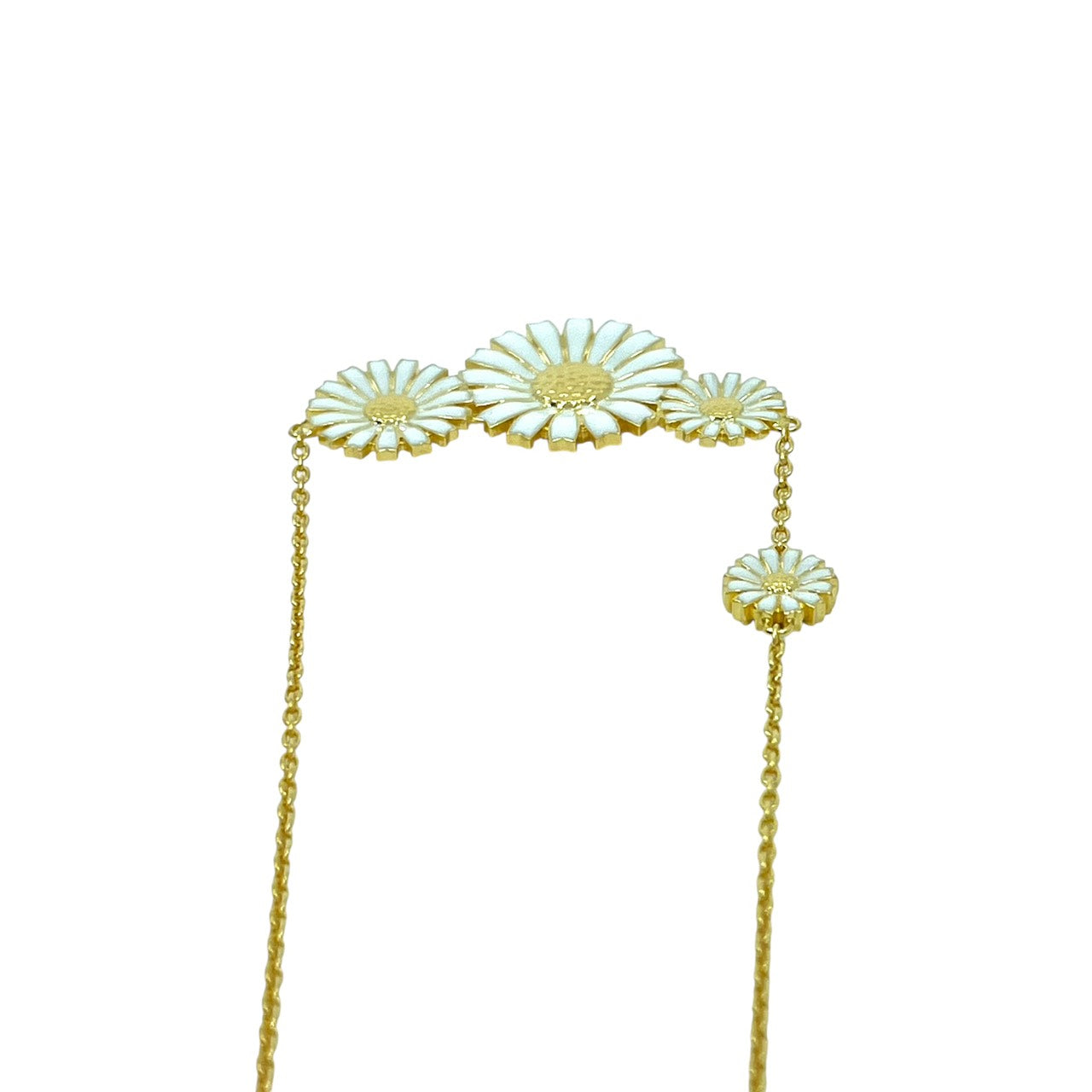 美品 GEORG JENSEN デイジー ネックレス フラワーモチーフ i4 ホワイトエナメル SV925 K18GP ジョージジェンセン Daisy フラワーネックレス レディース ジュエリー
