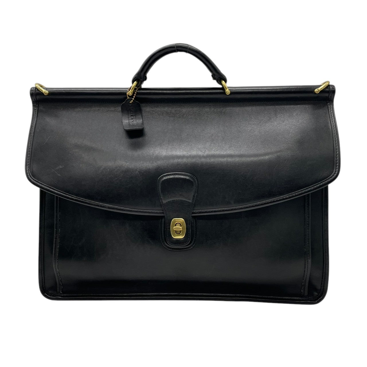 コーチ COACH オールドコーチ OLD 2WAY 5266 ビジネスバッグ ブリーフケース ショルダーバッグ レザー 本革 ブラック 黒 メンズ ビンテージ クラシック エレガント 鞄 斜め掛け可 ターンロック フラップ 自立可 A4収納 大容量 U11