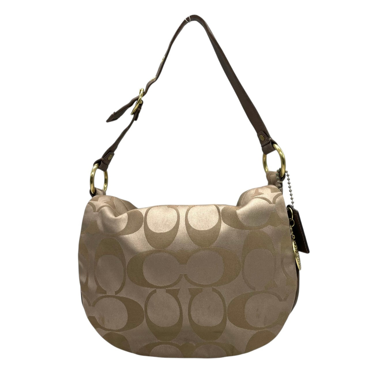 COACH コーチ シグネチャー 13641 2WAY ショルダーバッグ ハンドバッグ ハーフムーン キャンバス レザー ベージュ ブラウン 茶色 エレガント クラシック カジュアル レディース 普段使い お出かけ 斜め掛け可 ワンショルダー 鞄 s84