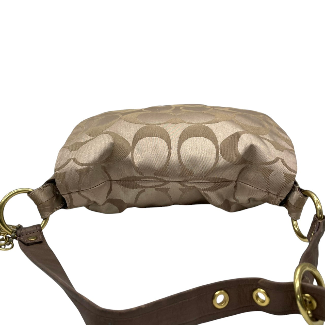 COACH コーチ シグネチャー 13641 2WAY ショルダーバッグ ハンドバッグ ハーフムーン キャンバス レザー ベージュ ブラウン 茶色 エレガント クラシック カジュアル レディース 普段使い お出かけ 斜め掛け可 ワンショルダー 鞄 s84