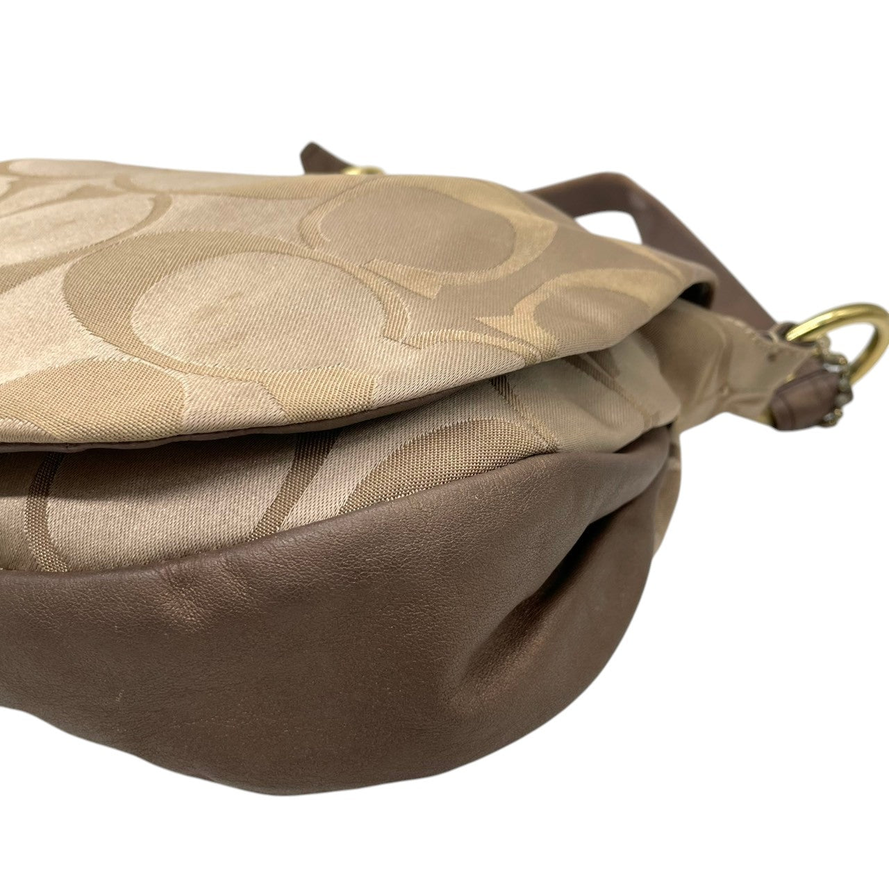 COACH コーチ シグネチャー 13641 2WAY ショルダーバッグ ハンドバッグ ハーフムーン キャンバス レザー ベージュ ブラウン 茶色 エレガント クラシック カジュアル レディース 普段使い お出かけ 斜め掛け可 ワンショルダー 鞄 s84