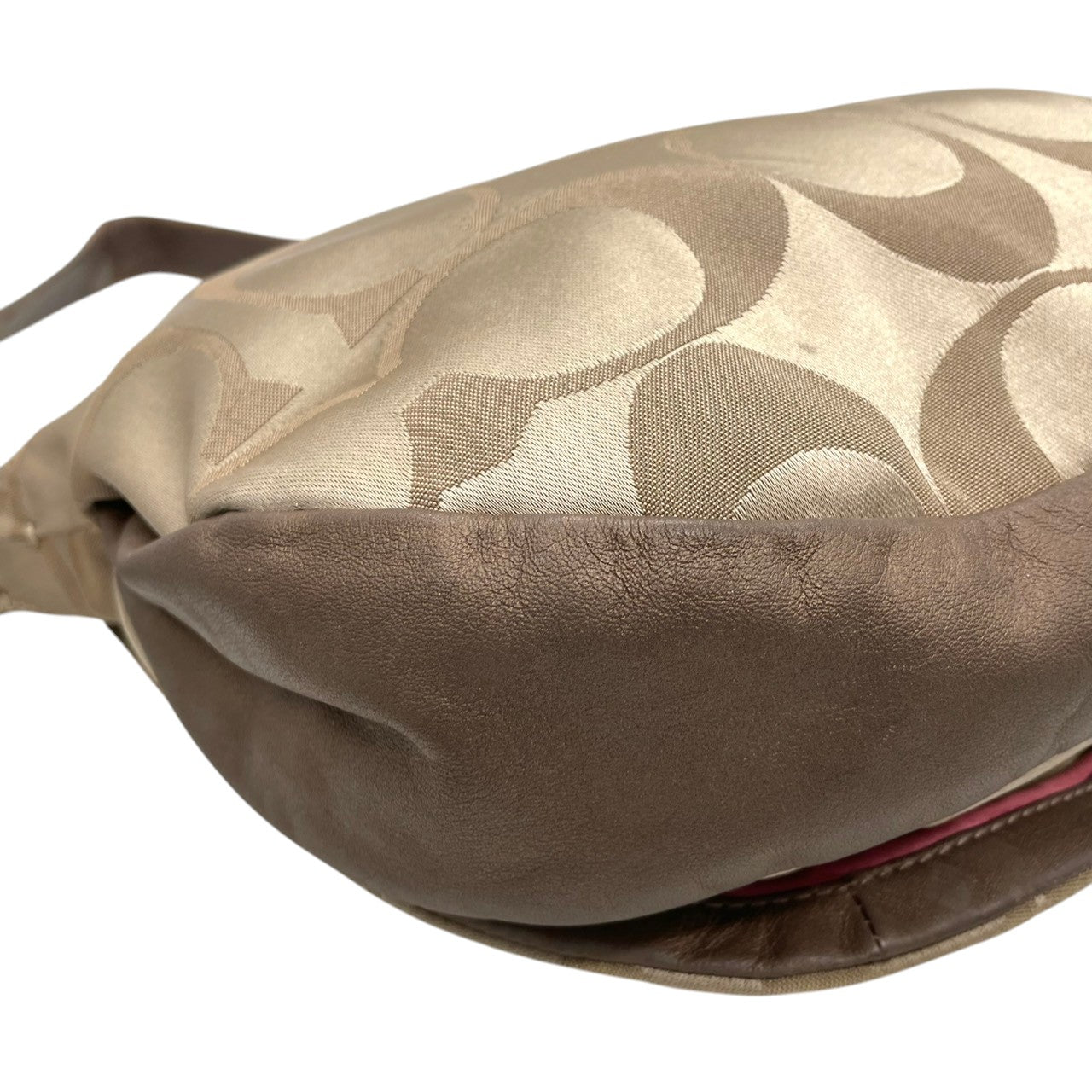 COACH コーチ シグネチャー 13641 2WAY ショルダーバッグ ハンドバッグ ハーフムーン キャンバス レザー ベージュ ブラウン 茶色 エレガント クラシック カジュアル レディース 普段使い お出かけ 斜め掛け可 ワンショルダー 鞄 s84