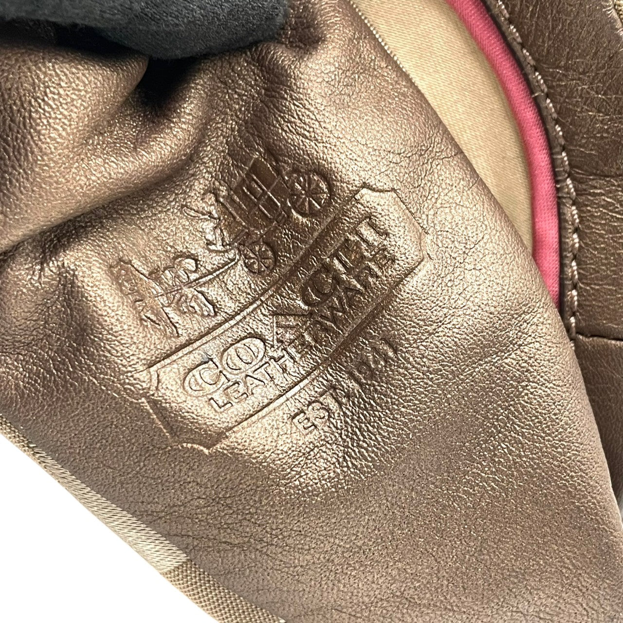 COACH コーチ シグネチャー 13641 2WAY ショルダーバッグ ハンドバッグ ハーフムーン キャンバス レザー ベージュ ブラウン 茶色 エレガント クラシック カジュアル レディース 普段使い お出かけ 斜め掛け可 ワンショルダー 鞄 s84